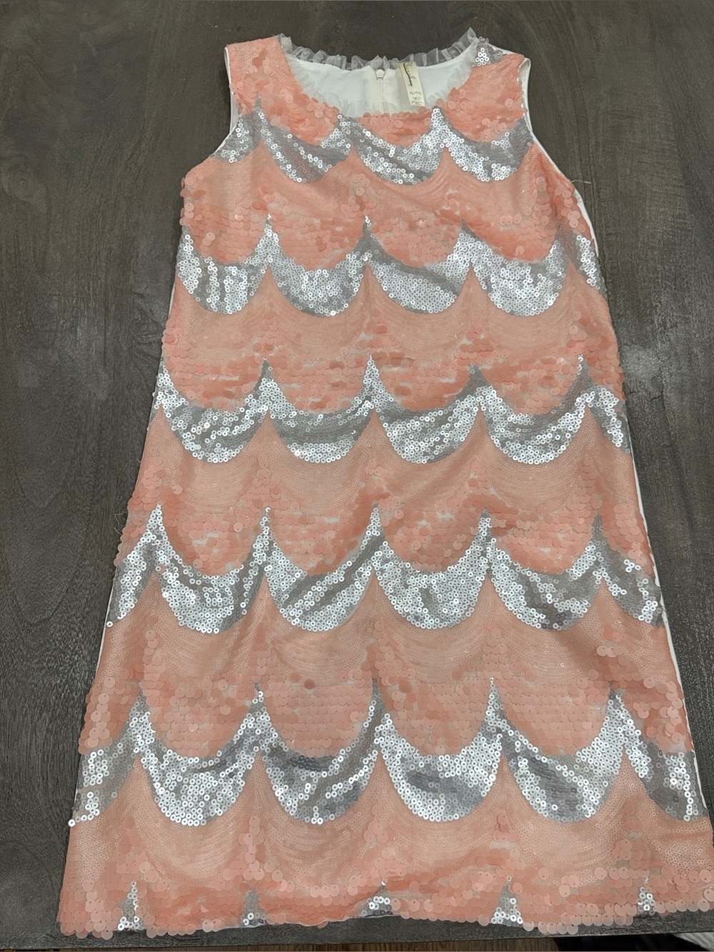 Girls Cherokee Peach and Silver Sequin Overlay Dress